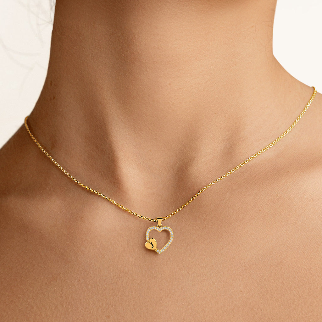 Gnoce Custom Initial Heart Necklace with Birthstone_2