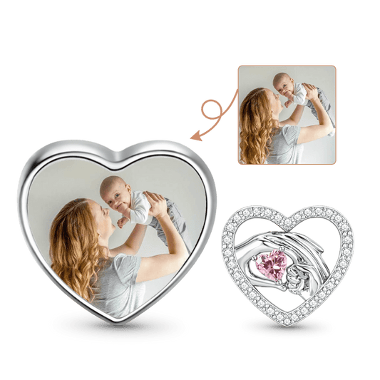 Gnoce Mother's Day Holding Hands Personalized Photo Birthstone Charm_1