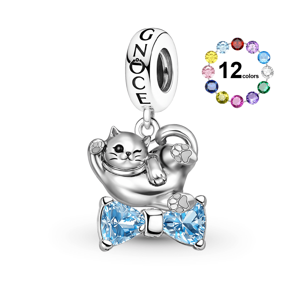 Gnoce Cat Customized Birthstone Pendant Dangle Charm_1