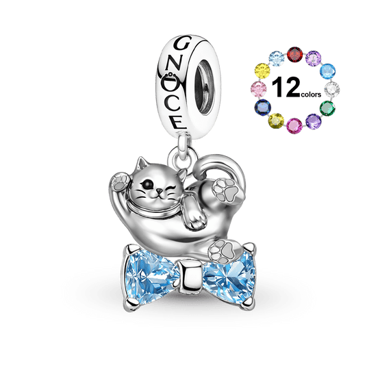 Gnoce Cat Customized Birthstone Pendant Dangle Charm_1