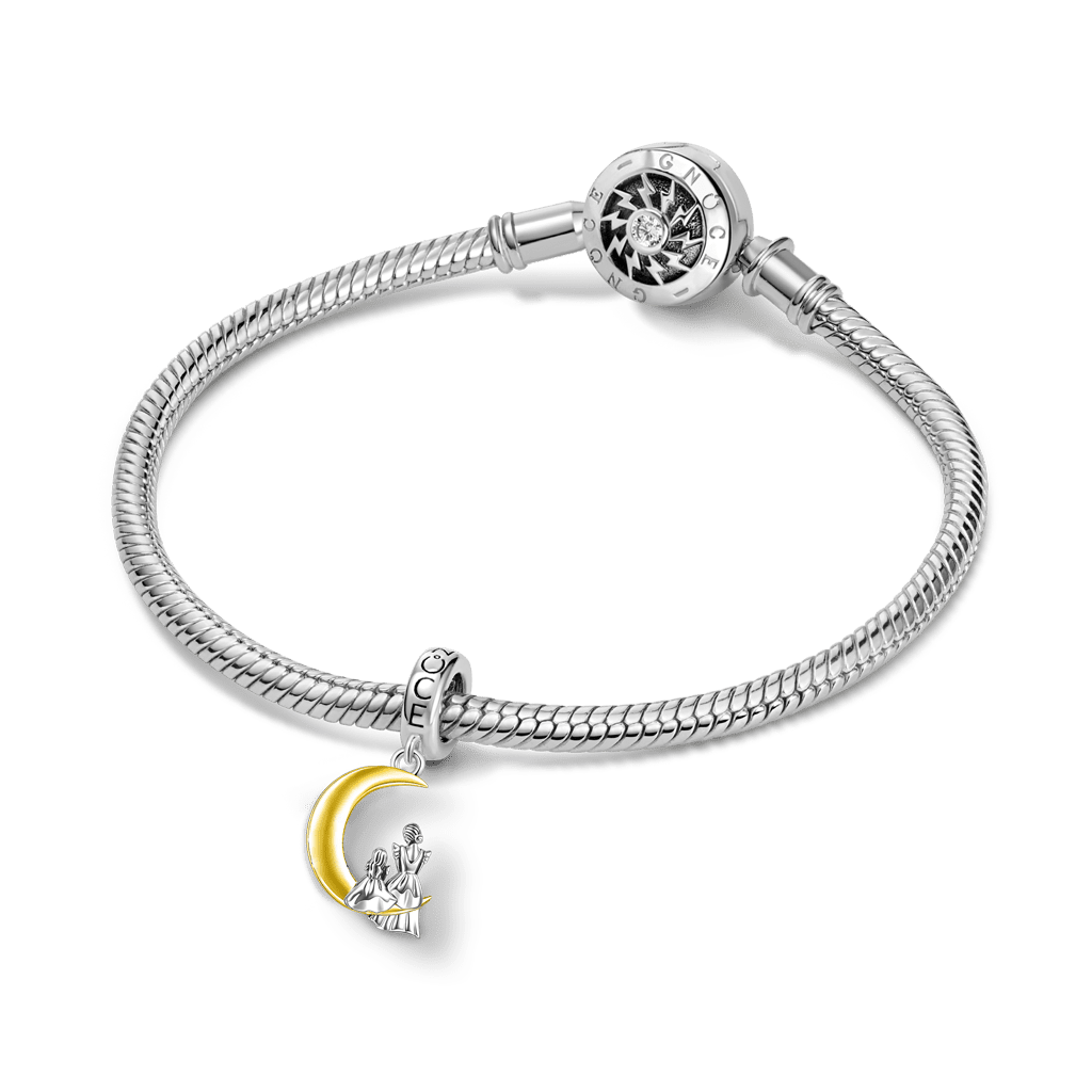 Gnoce Mother & Daughter Moon Pendant Dangle Charm_3
