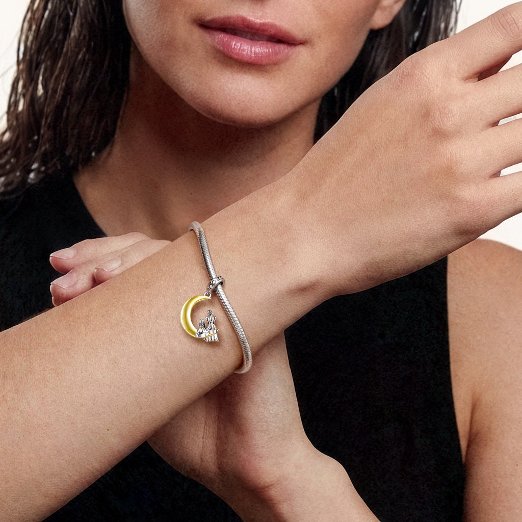 Gnoce Mother & Daughter Moon Pendant Dangle Charm_2