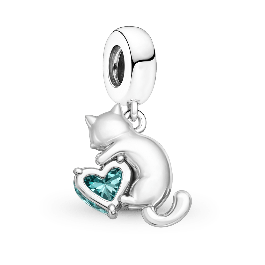 Gnoce Cat Embraces Love Birthstone Pendant Dangle Charm_5