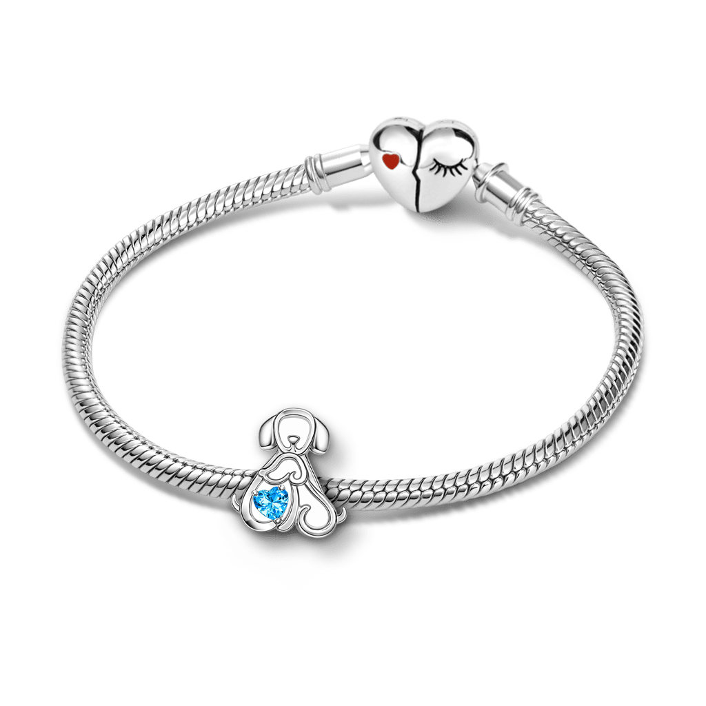 Gnoce Mother's Day Puppy Mother & Baby Customized Birthstone Charm_3