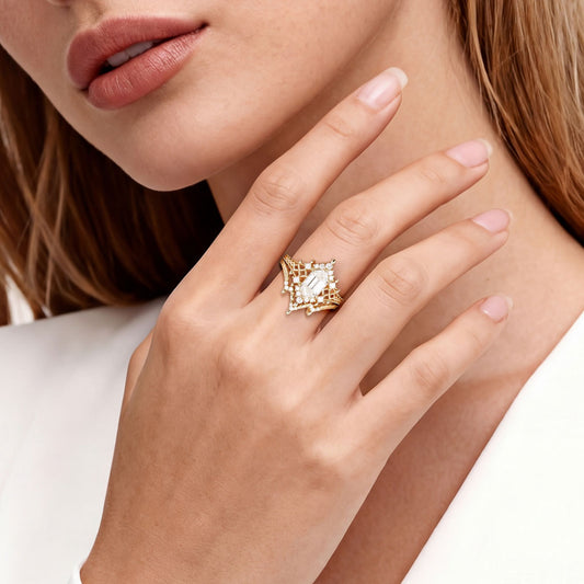 Gnoce Gothic Hexagon Celtic Love Knot Ring Set_2