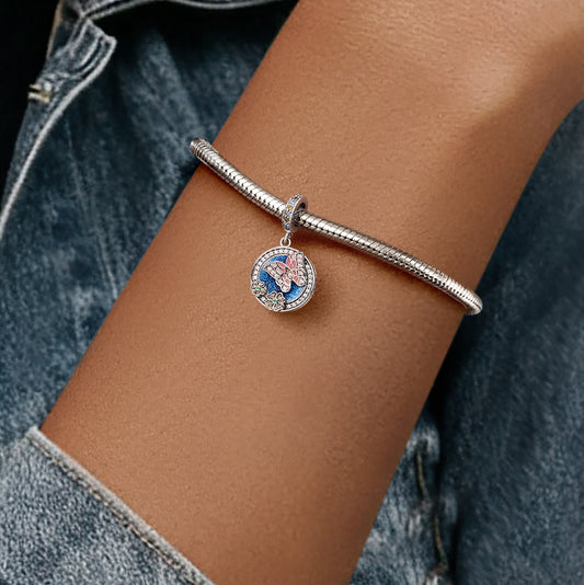 Gnoce Butterfly Flowers Engravable Pendant Dangle Charm_2