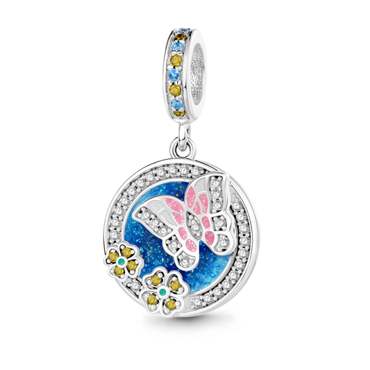 Gnoce Butterfly Flowers Engravable Pendant Dangle Charm_1