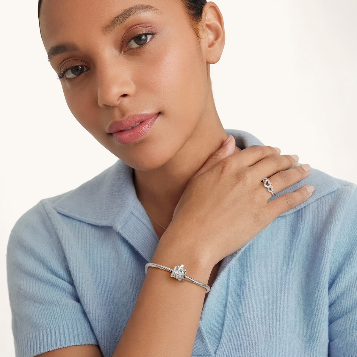 Gnoce Castle Charm Platinum-plated Silver Blend_4