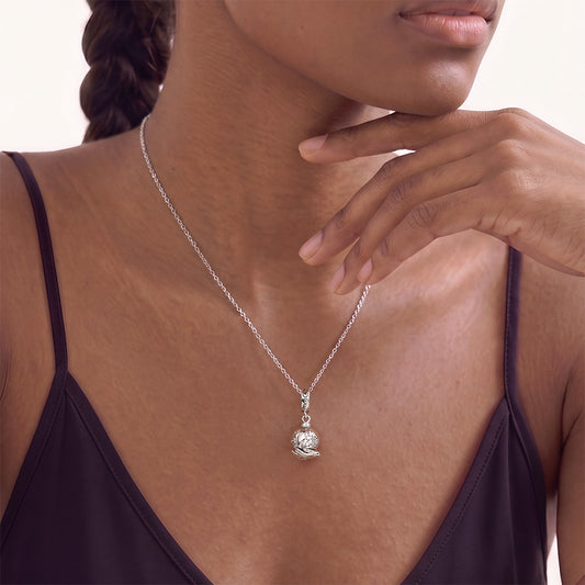 Gnoce Holding A Rotating Earth Charm Platinum-plated Silver Blend_2