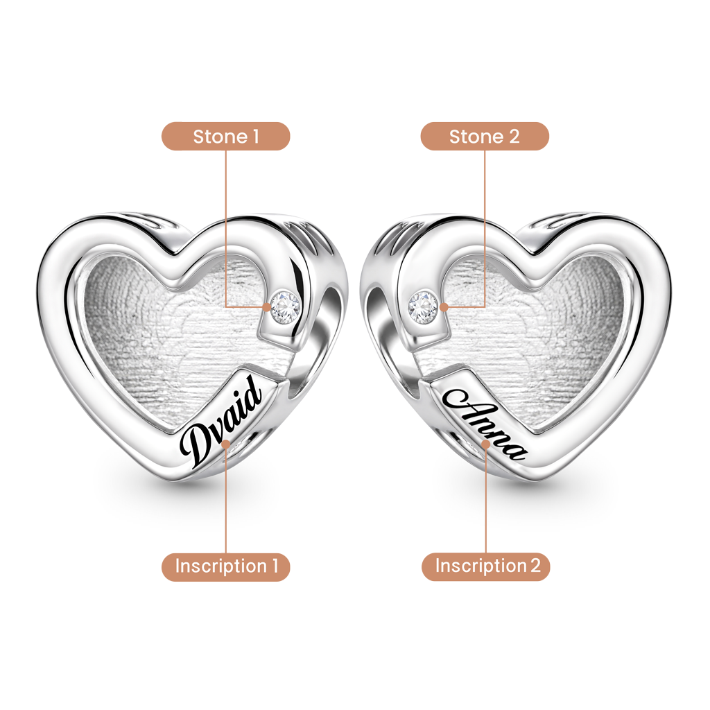 Gnoce Heart-shaped Engravable Birthstone Charm Platinum-plated Silver Blend_2