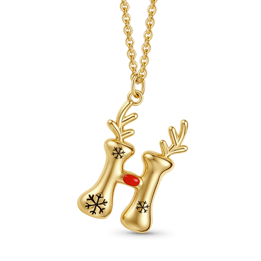 Gnoce Merry Christmas Reindeer Initial Letters Necklace_1