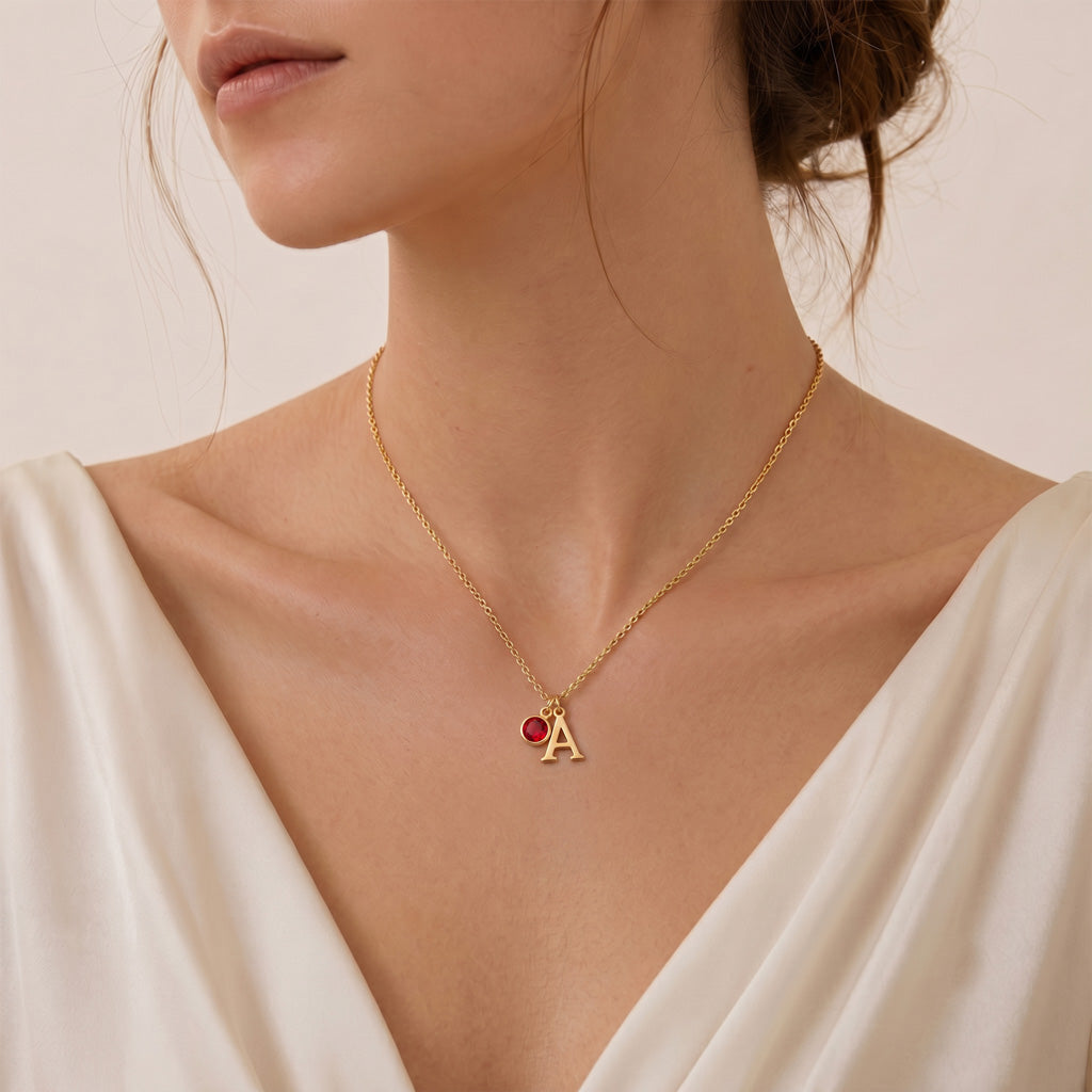 Gnoce Customized Initial Birthstone Necklace_4
