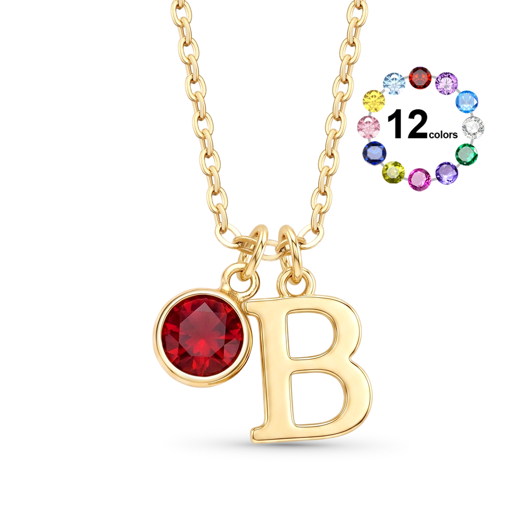 Gnoce Customized Initial Birthstone Necklace_3