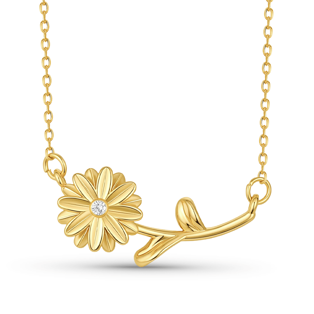 Gnoce Solid‌ Birthday Flower Birthstone Necklace_3