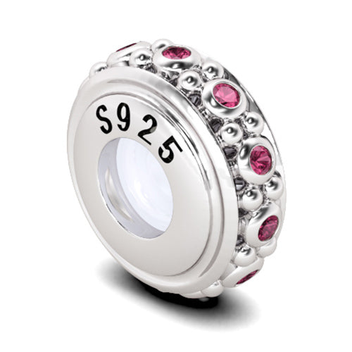 Gnoce "Celebrate your life" 925 Sterling Silver Rose Stone Stopper Fit for Pandora Bracelet_2