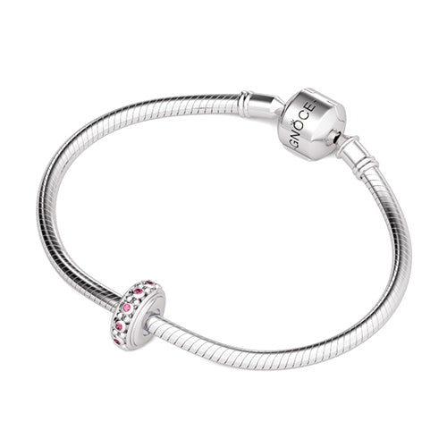 Gnoce "Celebrate your life" 925 Sterling Silver Rose Stone Stopper Fit for Pandora Bracelet_3
