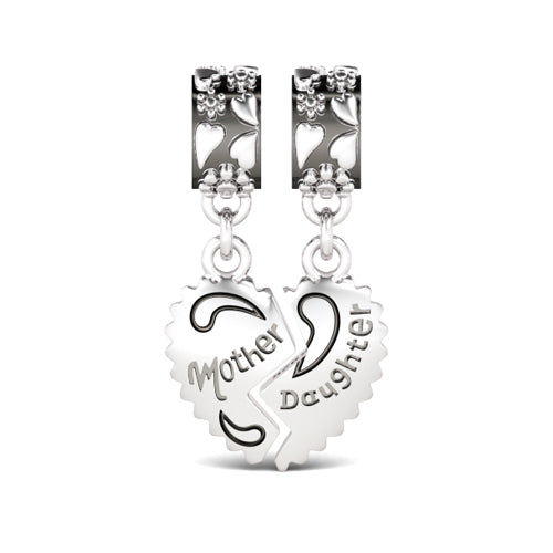 Gnoce "You Complete me" Mother & Daughter 925 Sterling Silver Double Dangle Pendant Beads_1