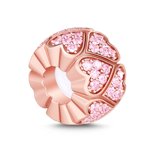 Gnoce "Pink Sweet Love" Rose Gold Heart Shape Stopper Sterling Silver_2