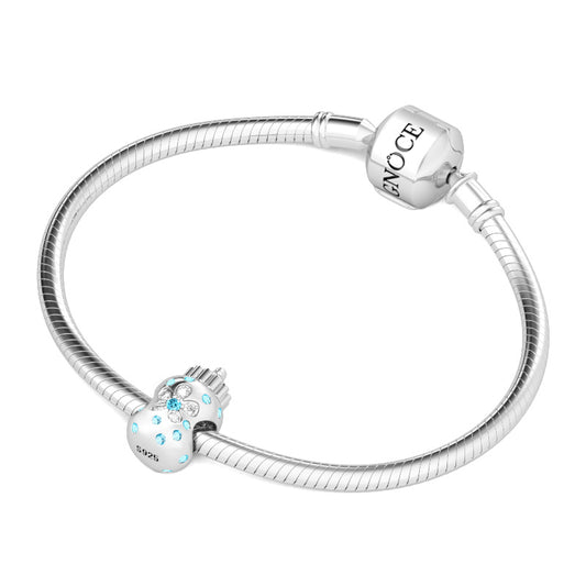 Gnoce "A Special Bottle Only for Baby and Mom " Made of 925 Sterling Silver Features Aquamarine Sparkling Small Stones Charm for Mothers Day_3