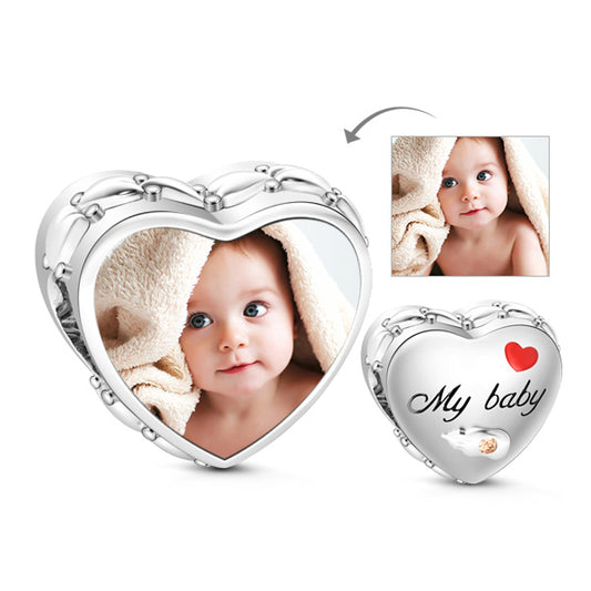 Gnoce "My Baby Is Angel”Made of 925 Sterling Silver Uniquely Designed for Moms And Babies Photo Charm for Mothers Day_1