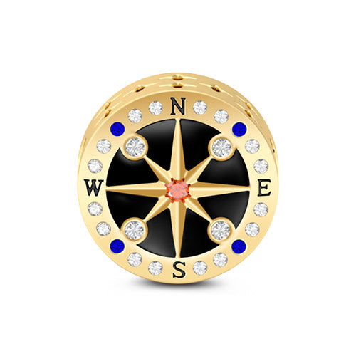 Gnoce "Always Together" Yellow Gold Plated Exquisite Mysterious Compass 925 Sterling Silver Charm Bead_1