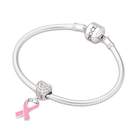 Gnoce "Breast Cancer Awareness" 925 Sterling Silver Pink Enamel Ribbon Spreading Awareness of Breast Cancer_3