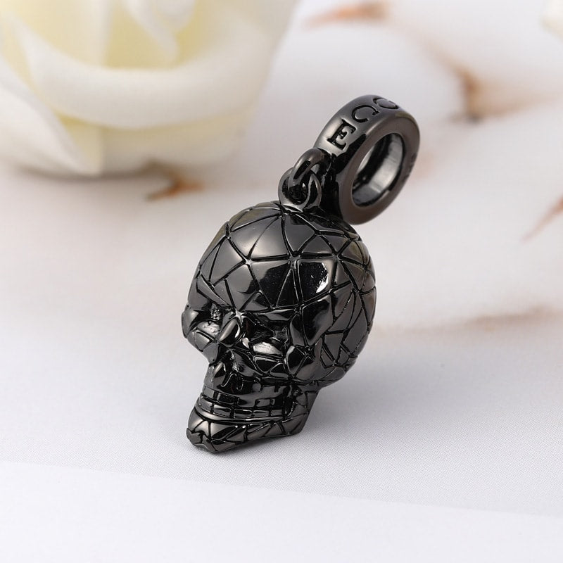 Black Skull Pendant Dangle Charm Sterling Silver Black Plated_2