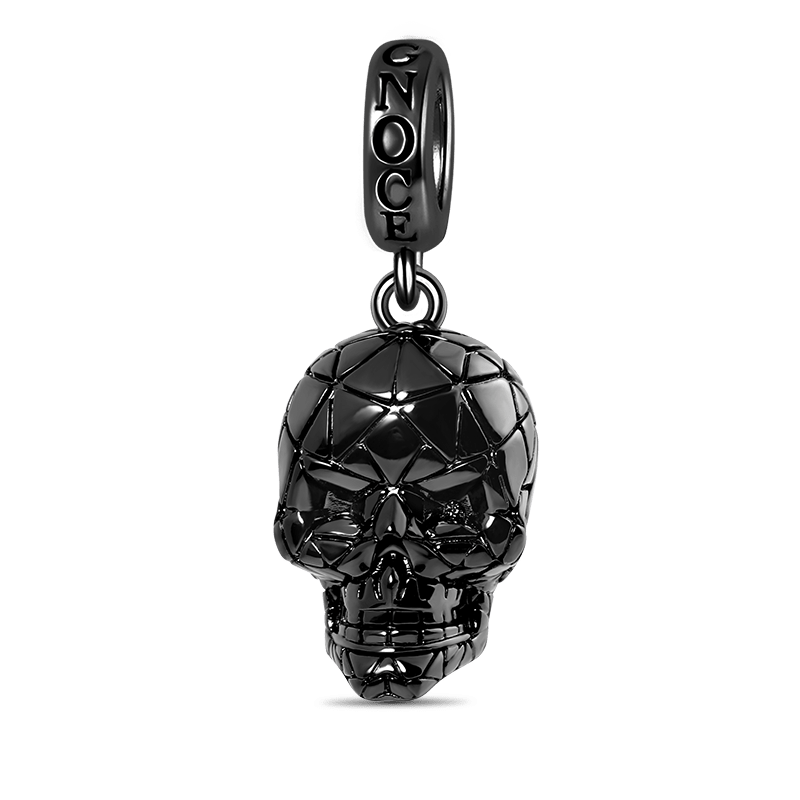 Black Skull Pendant Dangle Charm Sterling Silver Black Plated_1
