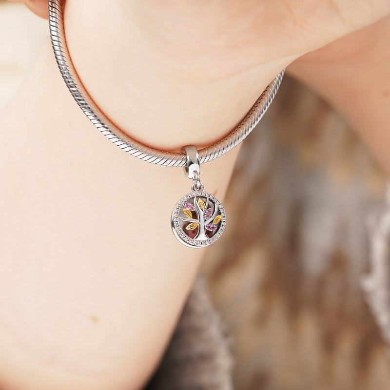 Tree of Life Personalized Photo Engravable Charm Pendant 925 Sterling Silver inlaid with Stones Mother's Day Gift_7