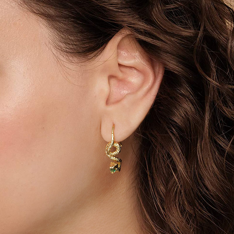 Golden Hunting Snake Drop Earrings with Gold Plated_3