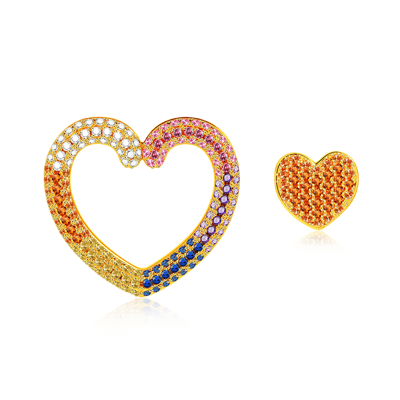 Heart Crystal Stud Earrings with 18k Gold Plated Sterling Silver_1