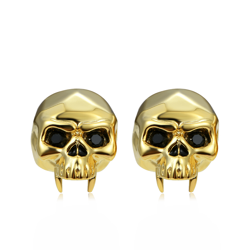 Golden Skull Studs 18k Gold Plated 925 Sterling Silver_1