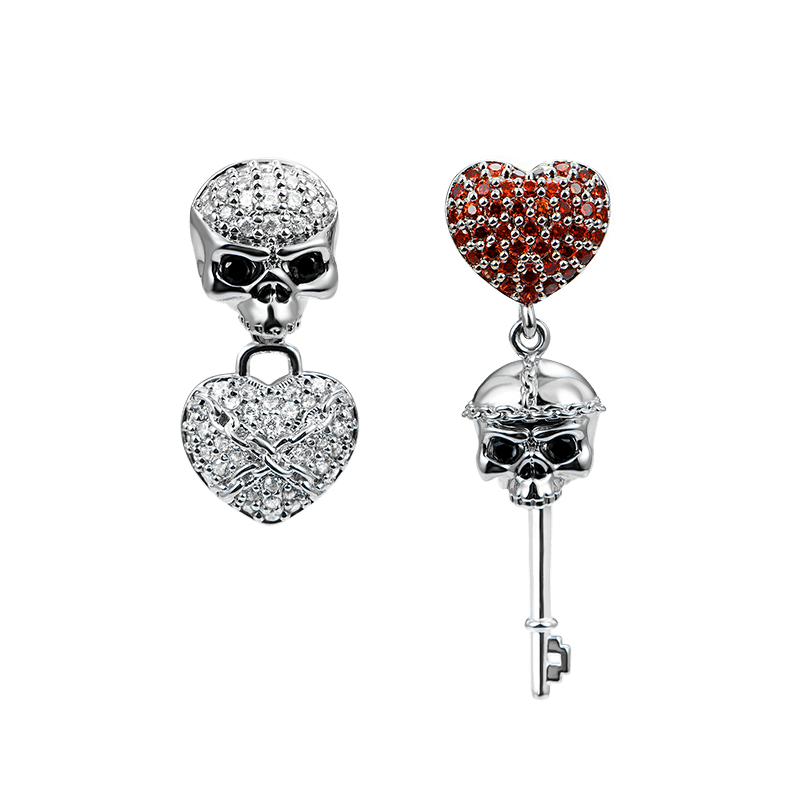 Skull Heart Earrings with Sterling Silver_2
